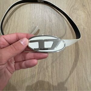 Diesel white/Black Genuine Leather Belt